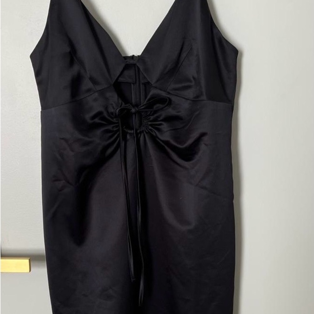 Topshop cut-out Satin Mini Slip Dress in Black - Picture 3 of 6